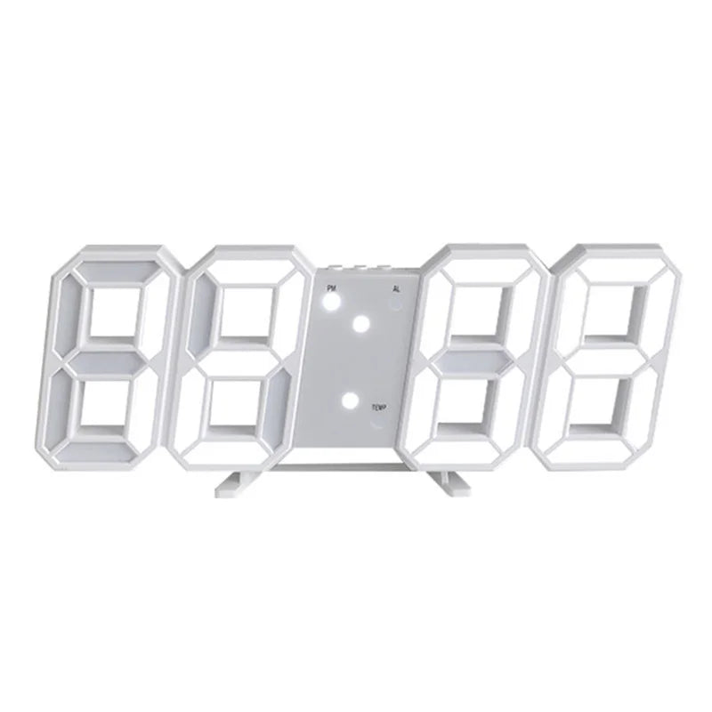 Digital Wall Clock 3D LED Date Time Celsius Nightlight Display Table Desktop Clocks Alarm Clock for Living Room Home Decoration