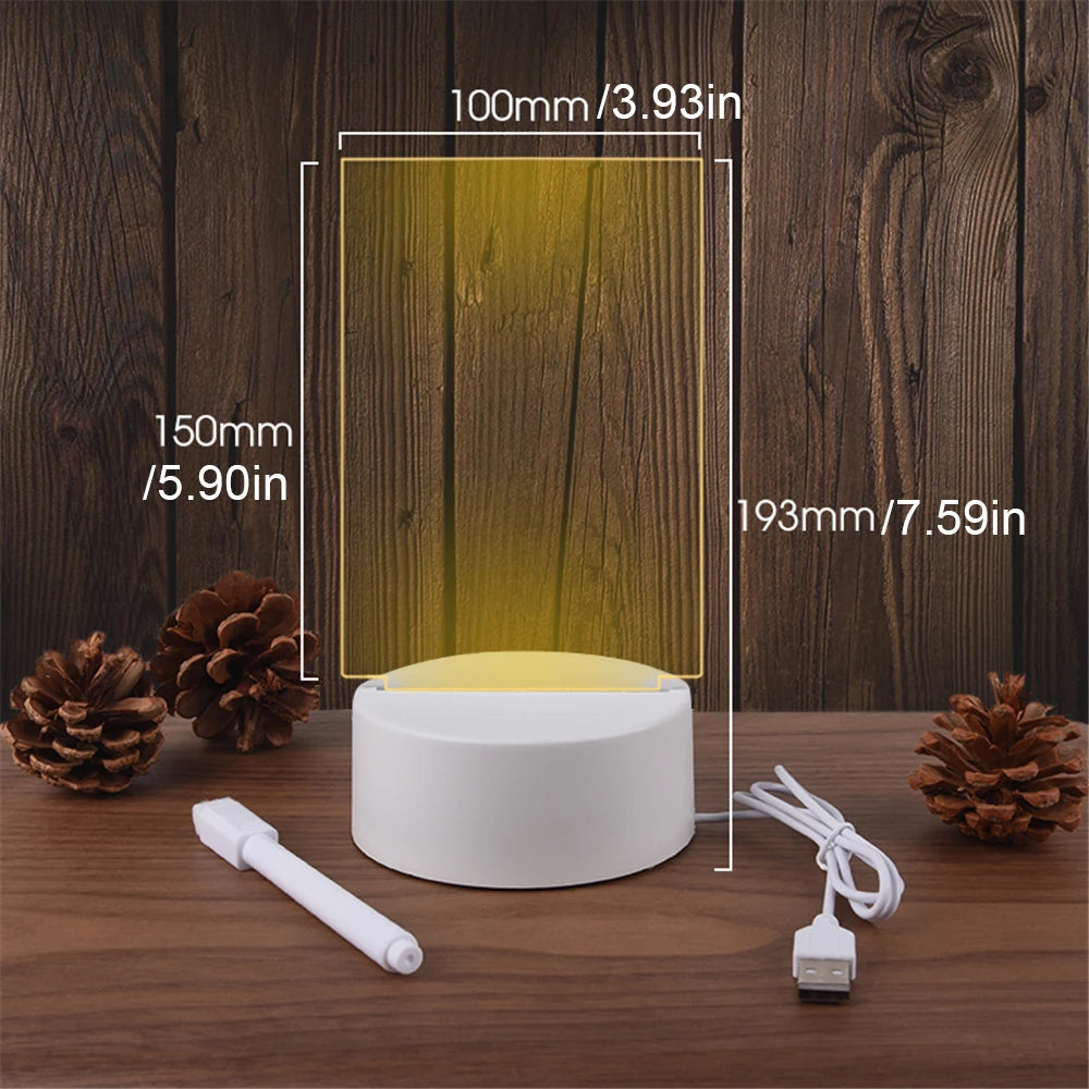 Transparent Message Board Night Light Glowing Memo Acrylic LED Ambient Lights Daily Moment Note Board Erasable Room Decor Gift